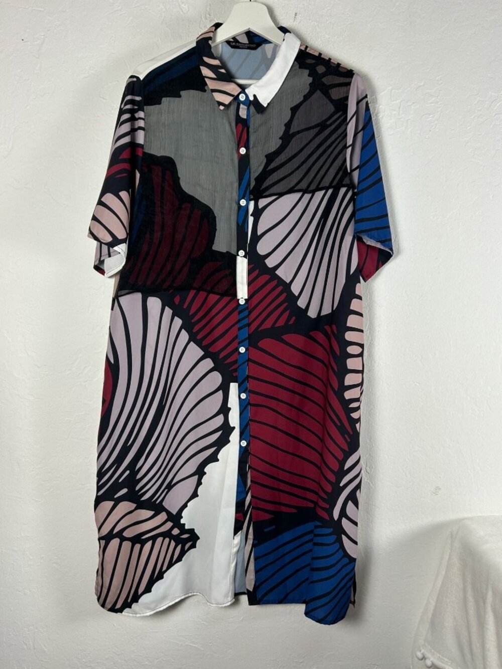 Lie Sangbong Edition Womens Abstract Print Button-Down Shirt Dress Multicolor